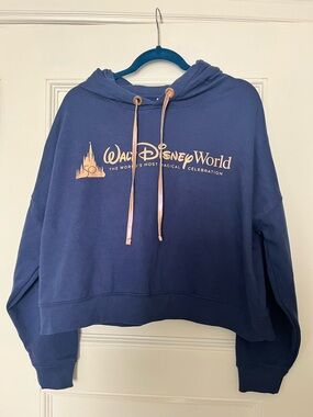 Walt Disney World 50th Anniversary Fandom Blue Hoodie Sweatshirt Size L